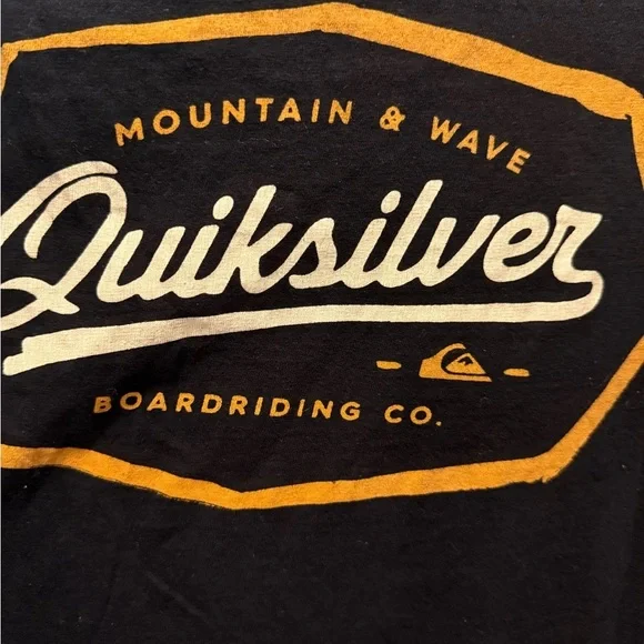 Quiksilver Black Tee with Gold Logo size S - Picture 4 of 5